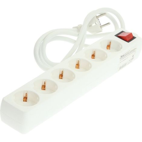 Bloc multiprise Kopp 6 prises interrupteur, blanc, 250 V, 16A