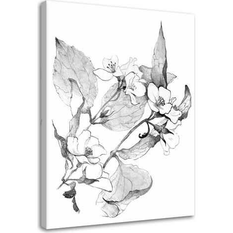 Tableau décoratif Fleurs Noir Blanc Nature 60x90 (1/5)