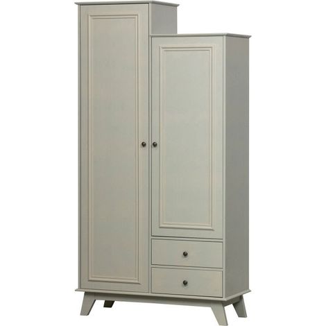 Armoire 2 portes 2 tiroirs en bois couleur argile GERALD (1/5)