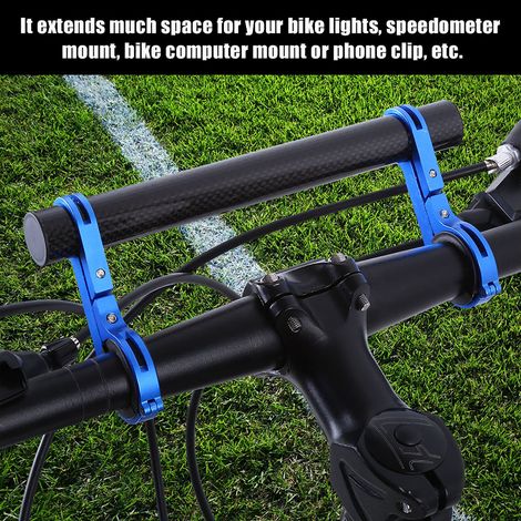 Support de guidon de vélo avec rallonge pour lampe torche et compteur de vitesse (bleu) (1/5)