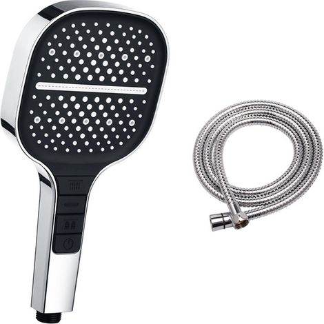 Pommeau de douche VEHHE, économe en eau, 7 types de jets, pommeau de douche, douche pluie avec bouton d'arrêt, réglage à une main et buse en silicone anti-blocage, grand pommeau de douche, augmentatio (1/5)