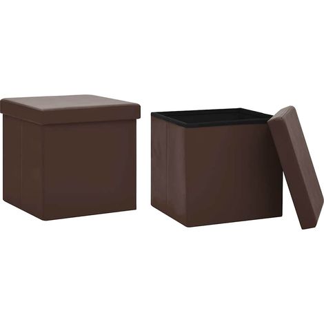 Maison Exclusive - Sgabelli con Contenitore Pieghevoli 2 pz Marroni in PVC (1/5)