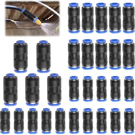 Kit de 30 piezas de reductores de racores neumáticos, kit de conectores de manguera de aire de liberación rápida de 4-8, 6-8, 8-10, 6-12 mm para racores reductores de tubos de unión neumática (1/5)