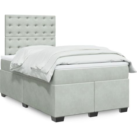 Boxspringbett mit Matratze Hellgrau 120x190 cm Samt