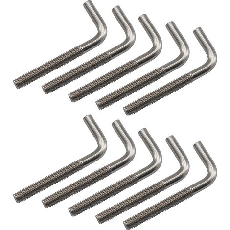 (Paquete de 10) Pernos de anclaje cuadrados largos en forma de L de acero inoxidable 304 M8 x 100 mm (1/5)
