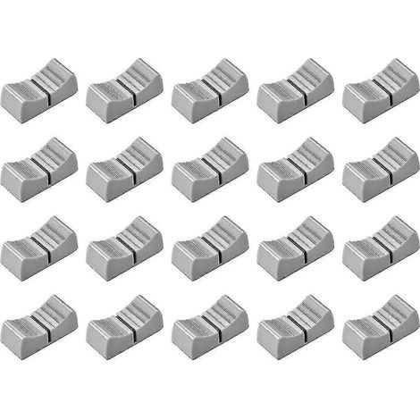 Lot de 20 boutons de remplacement pour potentiomètres (24 mm x 11 mm x 10 mm) : gris et noir. (1/5)