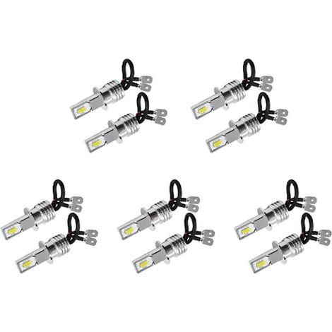 Kit de 10 ampoules LED H3 Super LED pour phares, feux de brouillard et feux de position, blanc 6000K, 100W (1/5)