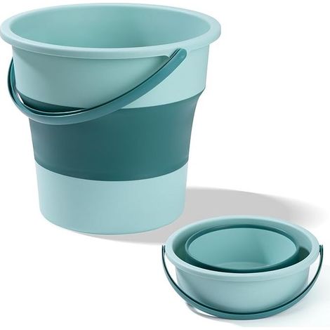 Seau Pliable Seau en Silicone avec Anse Sceau Retractable Portable pour Camping Pêche Ménage Lessive Jardinage (Vert, 10L) (1/5)