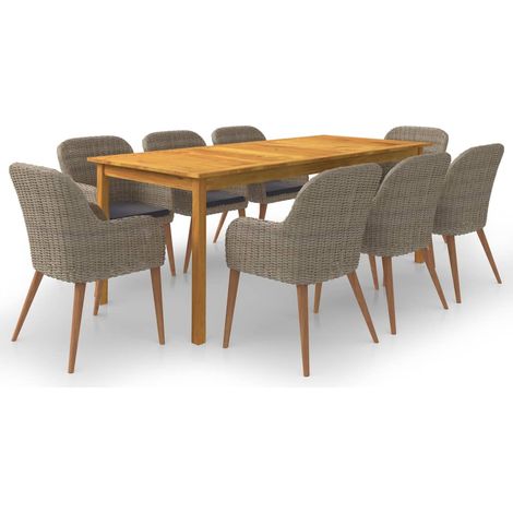Ensemble de salle à manger de jardin 9 pcs Marron 3 (1/5)