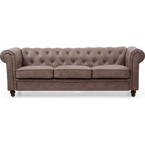 Canapé 3 Places "Chesterfield" 209cm Marron Vintage