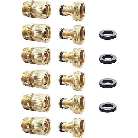 Adaptateur tuyau d'arrosage mâle raccord rapide laiton massif 3/4 pouce GH lot de 6 (1/5)