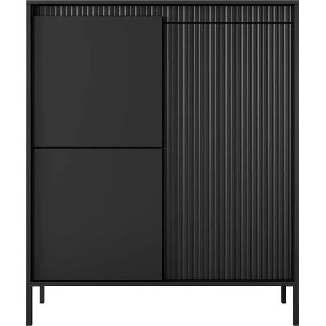 ALINA - Commode 2 portes pieds en métal - Noir (1/5)