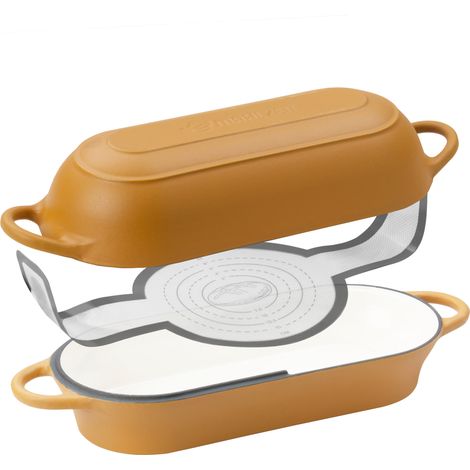 Mahlzeit Gusseisen Brottopf Set emailliert, 4,5 Liter, Sunny Orange, mit Brotschlinge, Brotbackset (1/5)