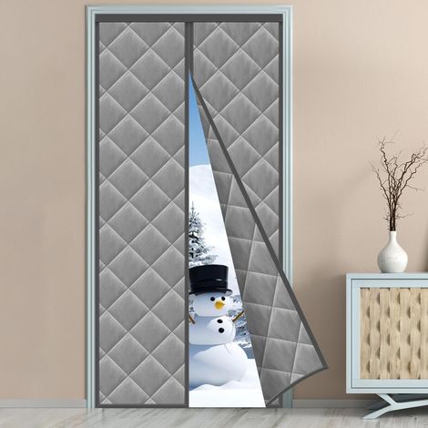 Rideau Thermique Magnétique Hiver - 80 x 200 CM - GRIS - Thermique Isolant Contre le Froid Fermeture Automatique à Aimants, Partie Supérieure Augmentée à 3,8 CM, Pour Balcon, Salon, Cave, Cuisine (1/5)