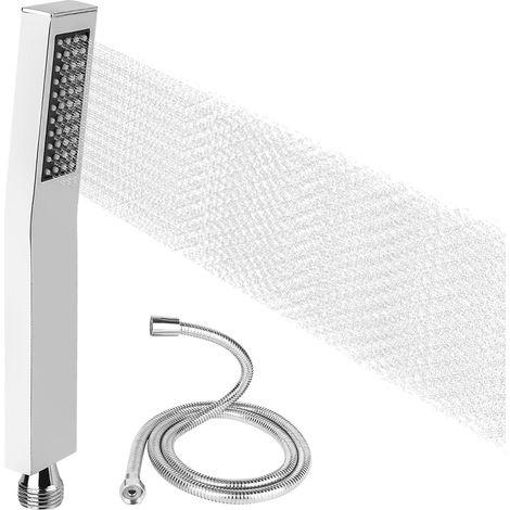 Cabezal de ducha de alta presión con manguera de 1,5 m, boquilla de silicona autolimpiante y función antical, cabezales de ducha G1/2 para baño (1/5)
