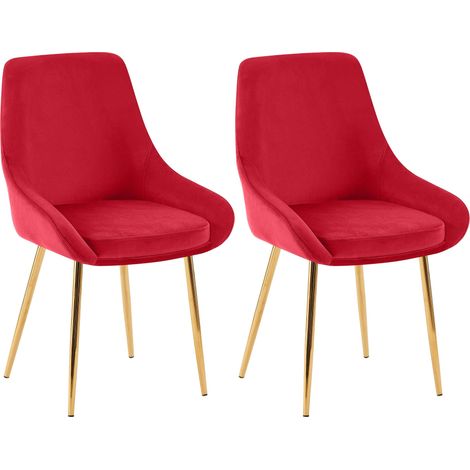 Set di 2 sedie da pranzo Elmira rosso Metallo oro