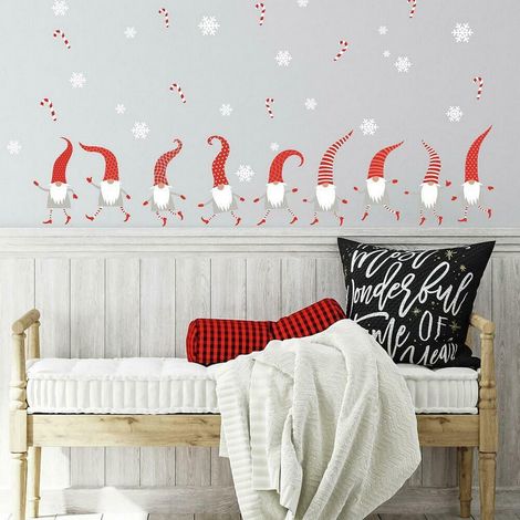 Stickers repositionnables 9 lutins de noël rouge et blanc (1/5)