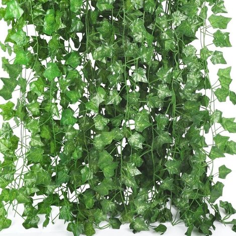 Guirnalda de hiedra artificial de 2,13 m (12 unidades), plantas colgantes artificiales para decoración de pared, bodas, oficinas, cocinas, jardines y fiestas. (1/4)