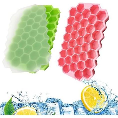 Eiswürfelform – Flexible Eiswürfelform mit Deckel – Für kalte Getränke, Whisky und Cocktails – 12 Fächer (1/5)