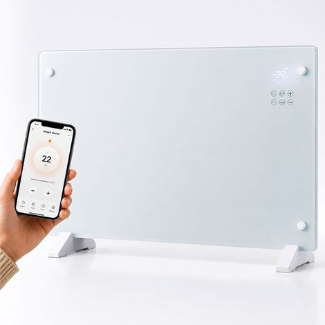 Extralink LPL-23A – Radiateur panneau en verre connecté 2000 W – WiFi – Chauffage électrique intelligent – Blanc (1/5)
