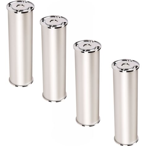 SOTECH 4er Set Möbelfüße RADO (Höhe 400 mm, Ø 50 mm, Aluminium / chrom poliert) höhenverstellbare Schrankfüße