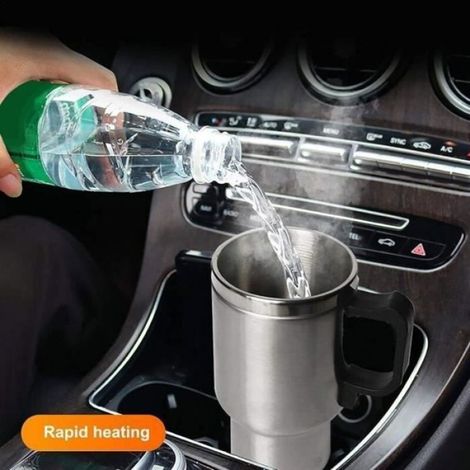 Bouilloire électrique voyage - Alimentation 12V voiture Thermos intégré - Road trip - Acier inoxydable 450ml (1/3)