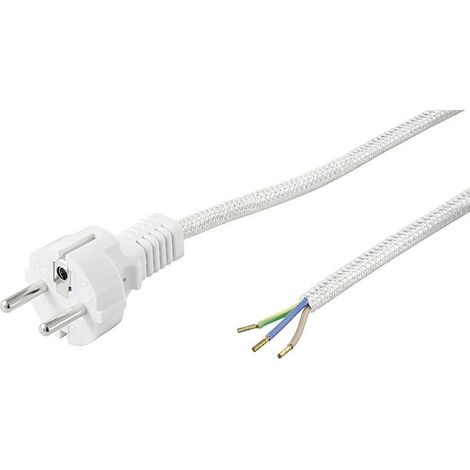 goobay Goobay GB 50504 - Netzkabel Schutzkontaktstecker 3 m Textilleitung offenes - Cable - Current/Power Supply