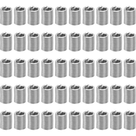 Lot de 50 inserts filetés en acier inoxydable pour réparation de trous de vis, kit de taraudage, unité US 2-563D, visserie de fixation robuste. (1/5)