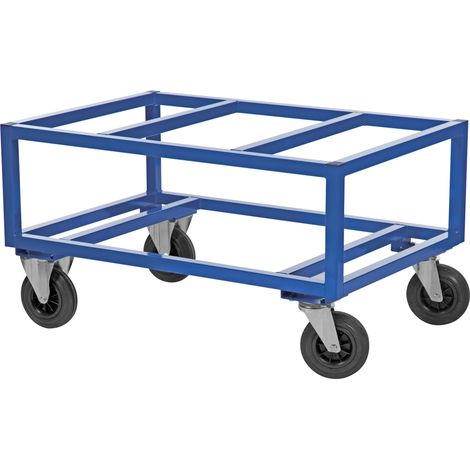 Kongamek Palettenwagen in blau 650mm hoch mit Bremse für Euro-Paletten 1200x800mm (1/2)