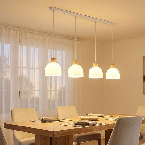 LED Hängeleuchte Pendelleuchte Esszimmerlampe Kürzbar Weiß Metall H 120 cm (1/5)