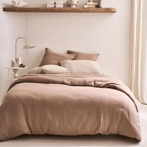 Housse de Couette en Gaze de Coton, 140 x 200 cm, Tendresse Mocha (1/5)