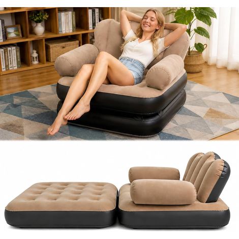 Canapé gonflable avec tête de lit - Fauteuil gonflable pour adulte Camping (1/5)
