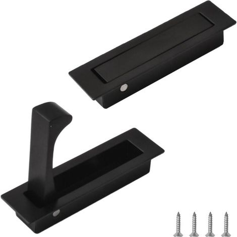Set di 2 maniglie da incasso in acciaio inox 304 spazzolato per armadi, guardaroba, armadietti tascabili (nero) (1/4)