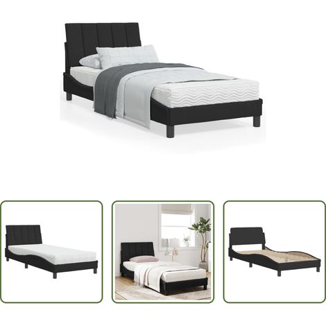 vidaXL Matelas en mousse -  Lit avec matelas Hanko noir 90x200 cm velours (1/5)