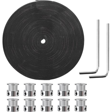 Roue synchrone 10M (6mm) + 10 roues dentées (20 dents 5mm) + 2 clés pour poulie de distribution (1/5)