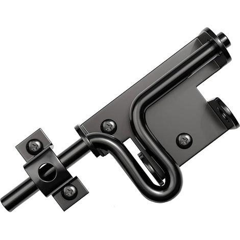 Verrous Loquet Porte à Boulon Coulissant Extérieur, Serrure de Porte avec Trou de Cadenas Inox Targette Loquet de Portail de Fermeture noir (1/5)