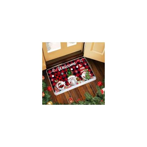Tapis de porte de Noël, tapis de porte gnome, tapis de sol de Noël, tapis d'entrée de Noël, tapis de bain antidérapant, tapis de porte à motifs de Noël pour une utilisation intérieure et extérieure (5 (1/5)
