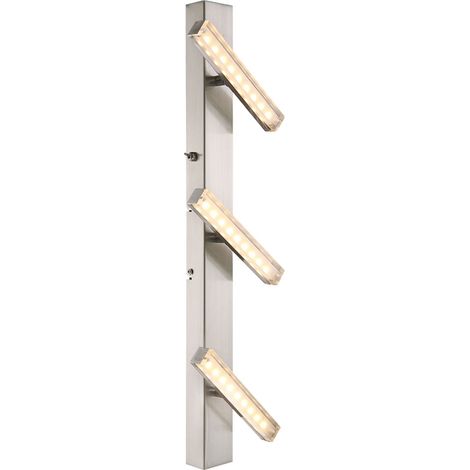 LED Wandleuchte verstellbar Wandlampe 3 flammig Esszimmerlampe Deckenleuchte silber, bewegliche Spots, 3x 3W 185Lm 3000K, HxB 58x17 cm, 2er Set