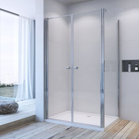 Duschkabine Eckeinstieg Pendeltür mit Seitenwand Eckdusche Drehtüren aus 6 mm Klarglas inkl. Nanobeschichtung 5. 90x80x197 cm mit festem Seitenteil Duschtrennwand für Duschwanne (1/5)