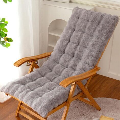 QORVA-Coussin Chaise Longue, Peluche Coussins pour Bains de Soleil avec Sangles, Coussin Bain de Soleil Confortable et Doux, Matelas Transat pour Jardin, Terrasse, Balcon (Gris,40x100cm)