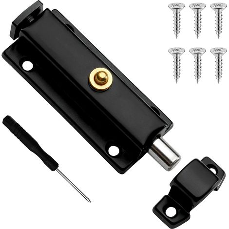 Verrou automatique à goupille à ressort à bouton-poussoir, 7,6 cm, loquet coulissant à ressort de 7,6 cm, verrouillage de porte polyvalent en acier inoxydable, pour salle de bain, chambre (1/5)