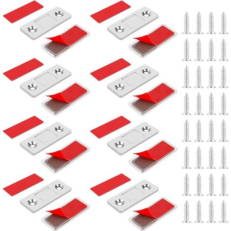 Fermeture Magnetique Pour Porte D'armoire - 4 mm D'epaisseur - Force Magnetique 2 kg - Pour Armoires De Cuisine Chambre Tiroirs Et Portes Coulissantes - Lot De 8 (1/5)