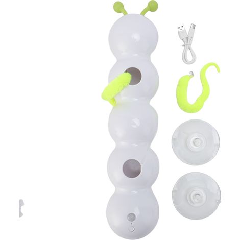 Jouet Chat Électrique Chenille Interactif Smart Ventouse Plastique 39x8cm avec Câble USB et Accessoires pour Amusement et Agilité (1/5)