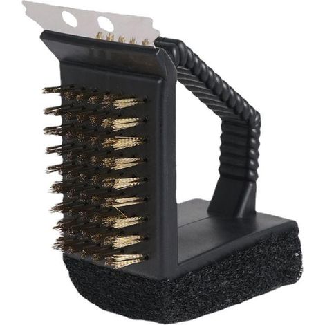 Brosse de Barbecue pour Le Nettoyage du Gril - Brosse de Nettoyage pour Barbecue en Acier Inoxydable Durable 3-en-1 multifonctionnelle