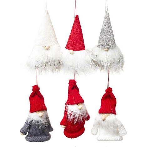 Lot de 6 décorations de Noël pour sapin : pendentif Père Noël, ornements suspendus, cadeaux pour la maison et les fêtes.-6pcs