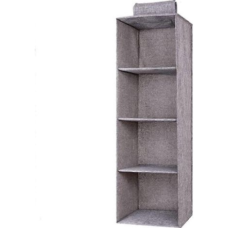 Étagère suspendue Eushine pour penderie, 4 niveaux, lavable, avec renforts intérieurs, 27 x 27 x 80 cm, grise (1/5)