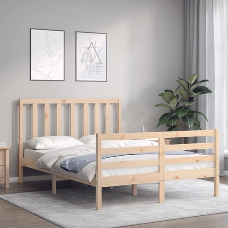 Bed Frame without Mattress Double Solid Wood Pine vidaXL (1/4)