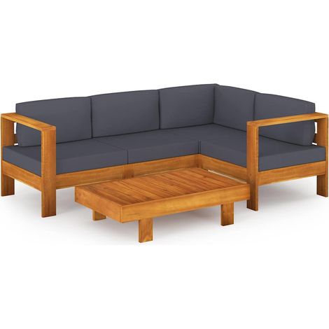 Maison Exclusive - Set Divani Giardino 5 Posti Cuscini Grigi Scuro Massello Acacia (1/5)