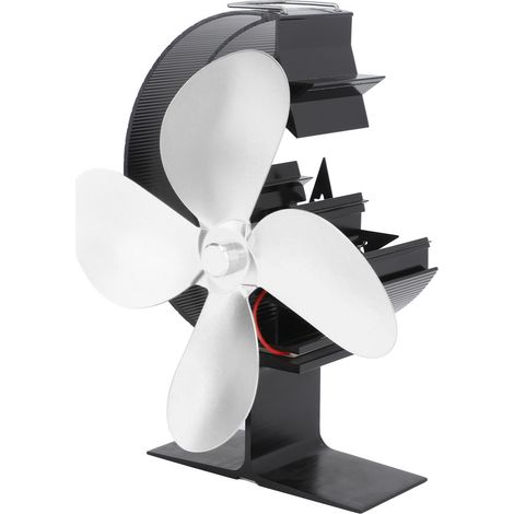 Ventilateur pour poêle à bois, 4 pales, ventilation rapide et chaude, motif lune et étoiles, idéal pour le camping et les activités de plein air (argenté). (1/5)