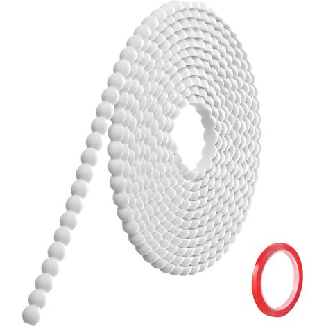Moulure Murale Décorative Adhésive Blanc (3M x 8mm) Moulure en PVC Flexible avec Bordure Perlée 3D, Baguette de Finition Hydrofuge et À Peindre pour Mur, Cadre de Miroir et Bords (1/5)